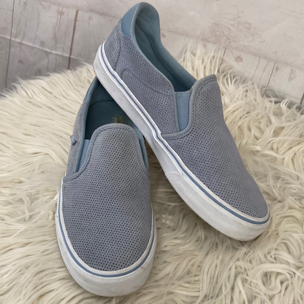 Vans Blue Slip-On Sneakers with Elastic Panels